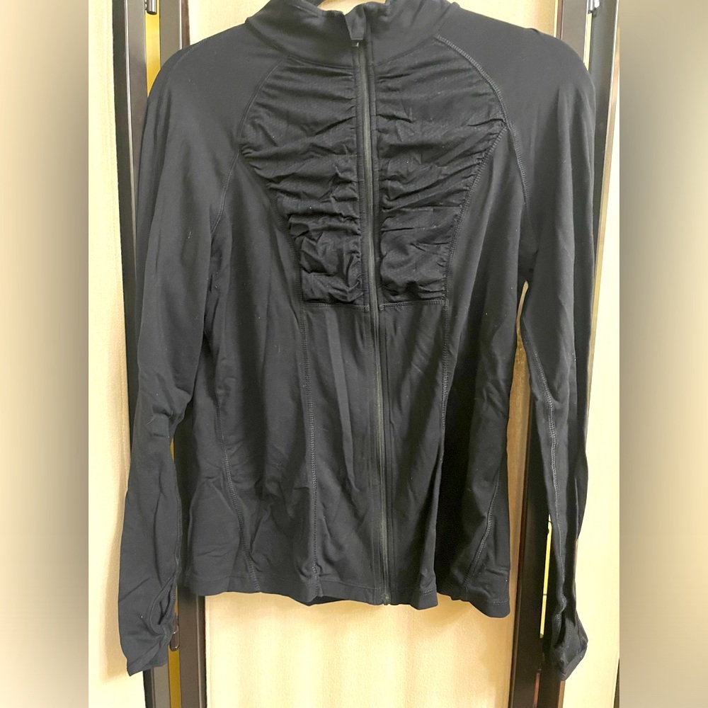 Black Ruched Women's Zip Up